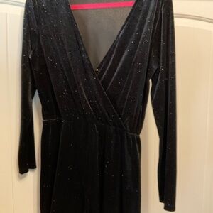 Black Sparkle Wrap Dress